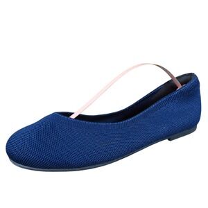 Ataiwee Women's Knit Ballet Flats Size 6.5 Wide Navy Blue Comfort Slip-On